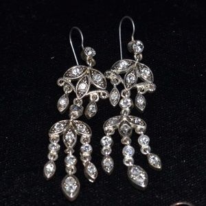 EARRINGS FAUX DIAMOND CRYSTAL  SILVER PLATED